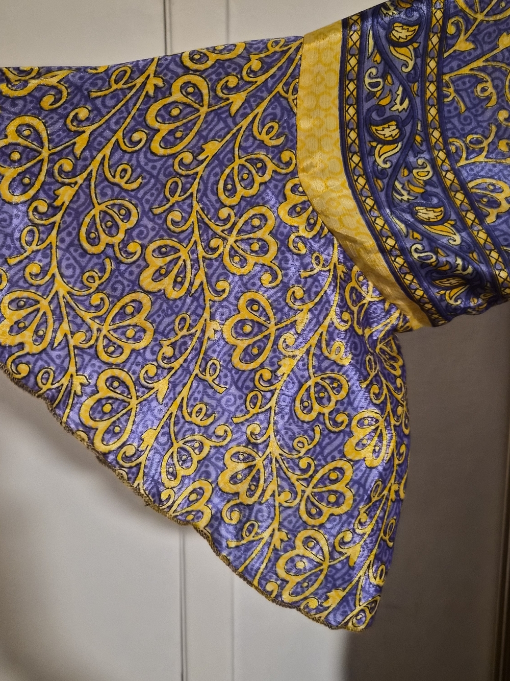 NWT, 100% Crepe Silk Light Blue and Yellow Floral Maxi Dress - Picture 6 of 8